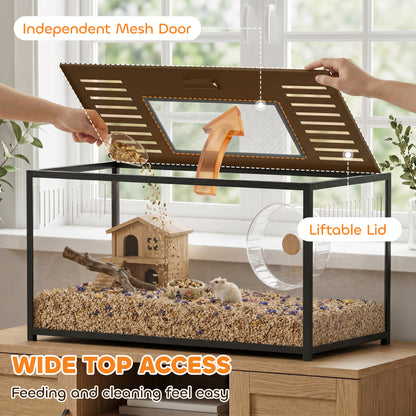 Large Hamster Cage, Chewproof Metal Rat Cage with Openable Top for Syrian Dwarf Hamster, Gerbil, 100 x 50 x 52.5 cm