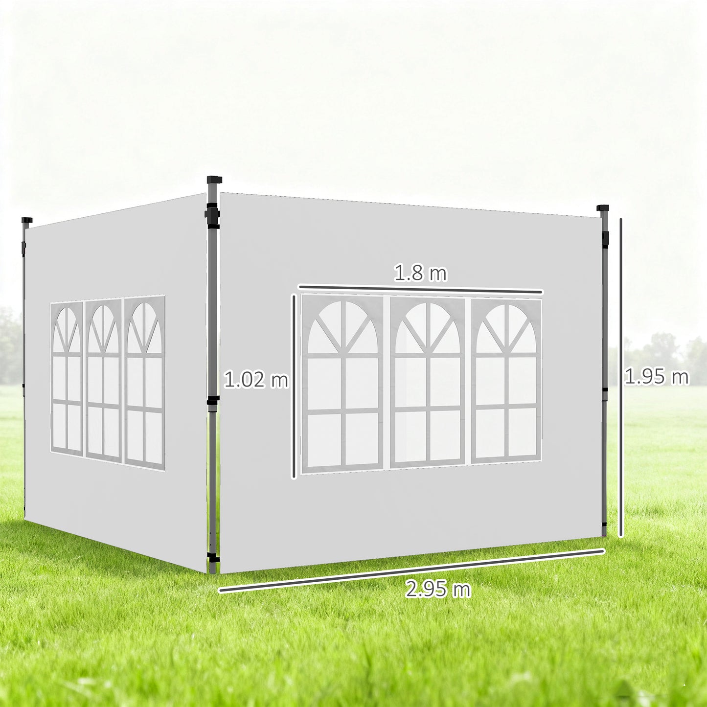 Gazebo Side Panels, Sides Replacement with Window for 3x3(m) or 3x4m Pop Up Gazebo, 2 Pack, White