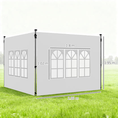 Gazebo Side Panels, Sides Replacement with Window for 3x3(m) or 3x4m Pop Up Gazebo, 2 Pack, White