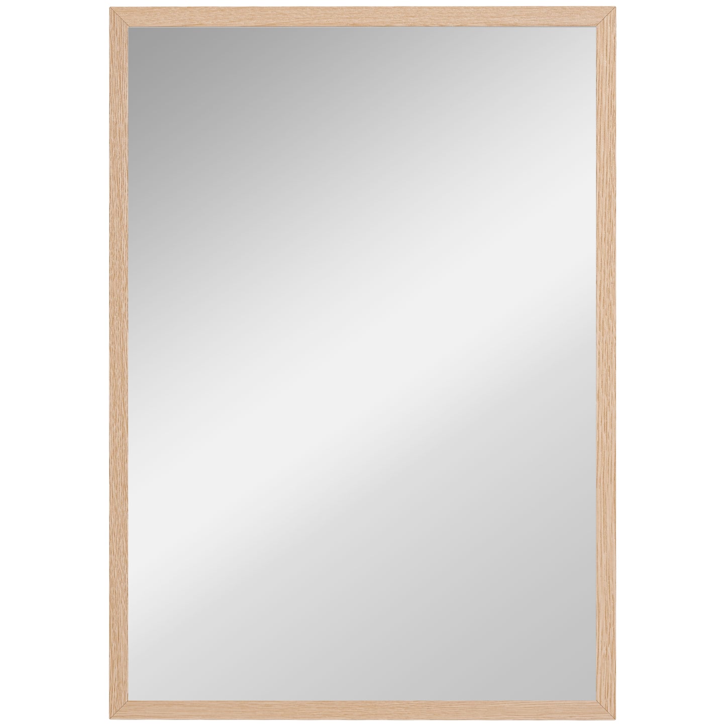 Wall Bathroom Mirror, 70 x 50 cm Wall-Mounted Mirror for Living Room, Bedroom, Hallway, Natural Wood
