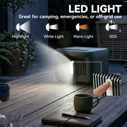 Portable Power Station with LiFePO4 Battery, 1.5H Fast Charge, Camping Power Pack with 600W AC/USB-A & USB-C Output