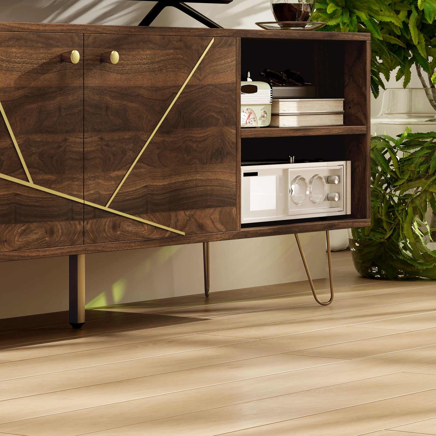 TV Stand Cabinet for up to 60 Inch TV, Modern 130cm TV Unit with Adjustable Shelves and Hairpin Legs