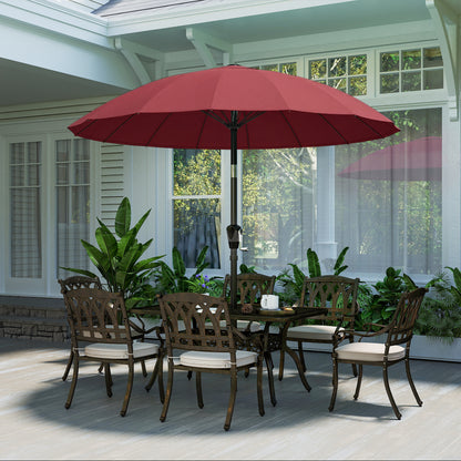 2 m Shanghai Garden Parasol Umbrella with 16 Fibreglass Ribs, Outdoor Parasol Sun Shade with Crank & Tilt, Wine Red