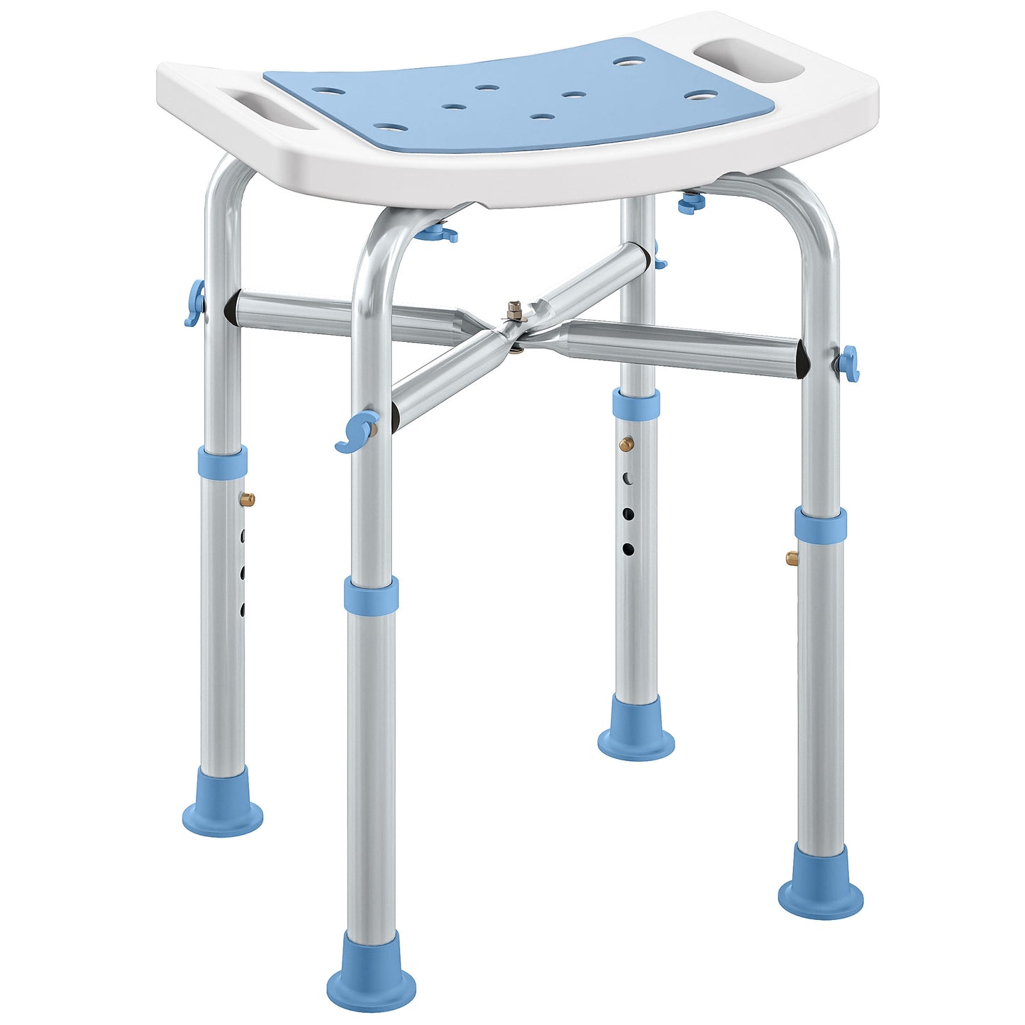44-51.5cm Aluminium Frame Shower/Bath Stool - Light Blue