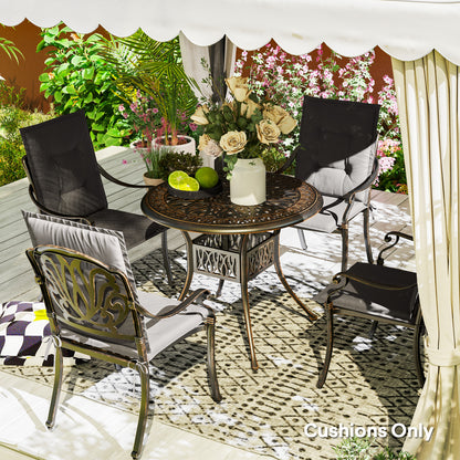 Set of Four Padded Garden Seat Cushions - Charcoal Grey