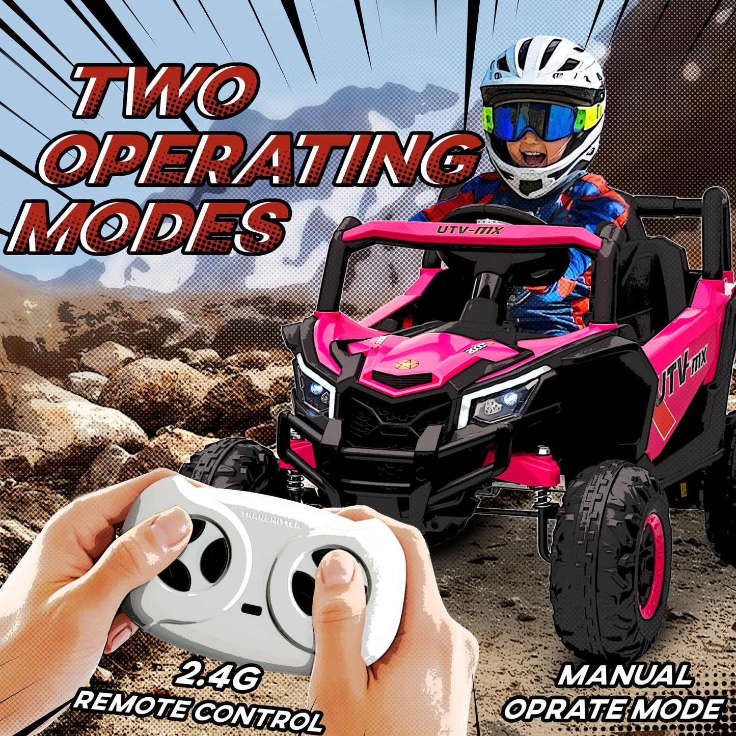 12V Kids Ride On Car with Remote Control, Kids Electric Car with Suspension System, Music, for Kids 3-5 Years, Pink
