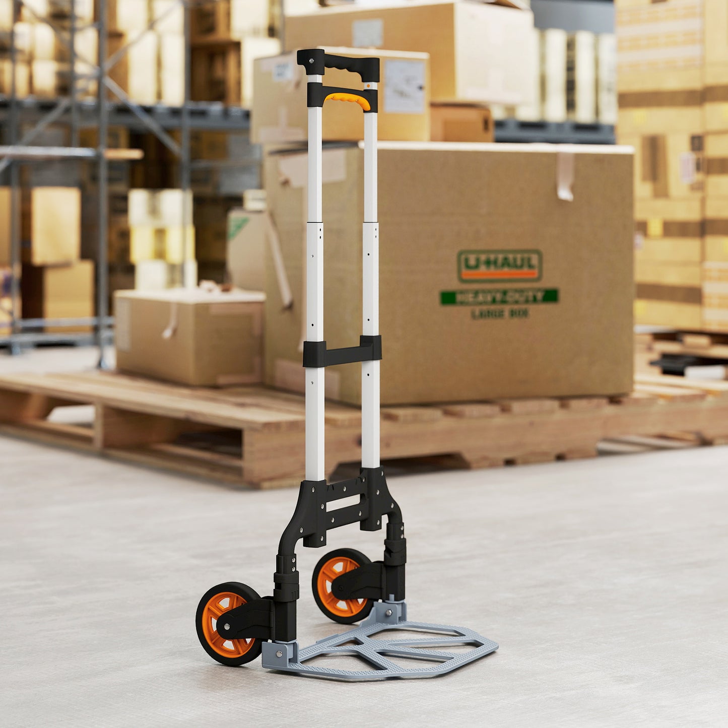 Folding Sack Truck, 70kg Lightweight Hand Truck with Wheels, Foldable Trolley Cart with Telescoping Handle for Warehouse