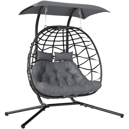Two-Seater Rattan Egg Chair - Black