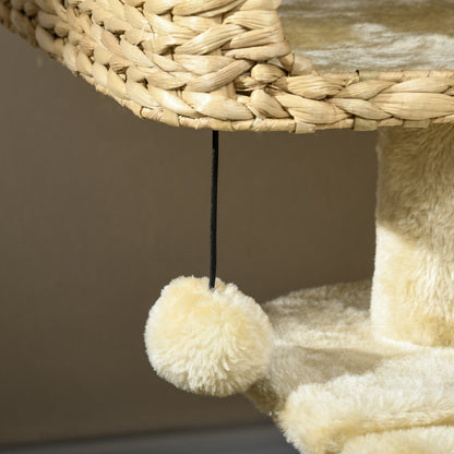 95cm Cat Tree Tower for Indoor Cats, with Scratching Post, Cat House, Toy Ball, Platform - Beige