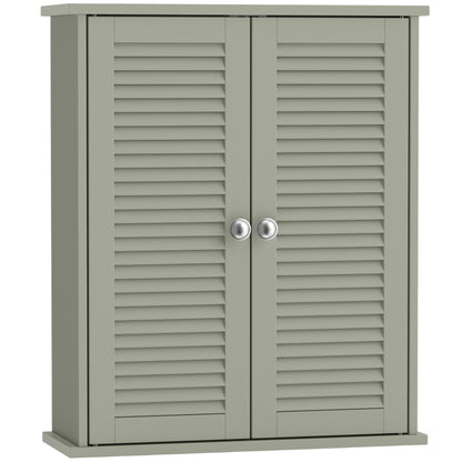 Bathroom Cabinet, Bathroom Wall Cabinet with Louvered Doors and Adjustable Shelf Storage for Kitchen, Light Green