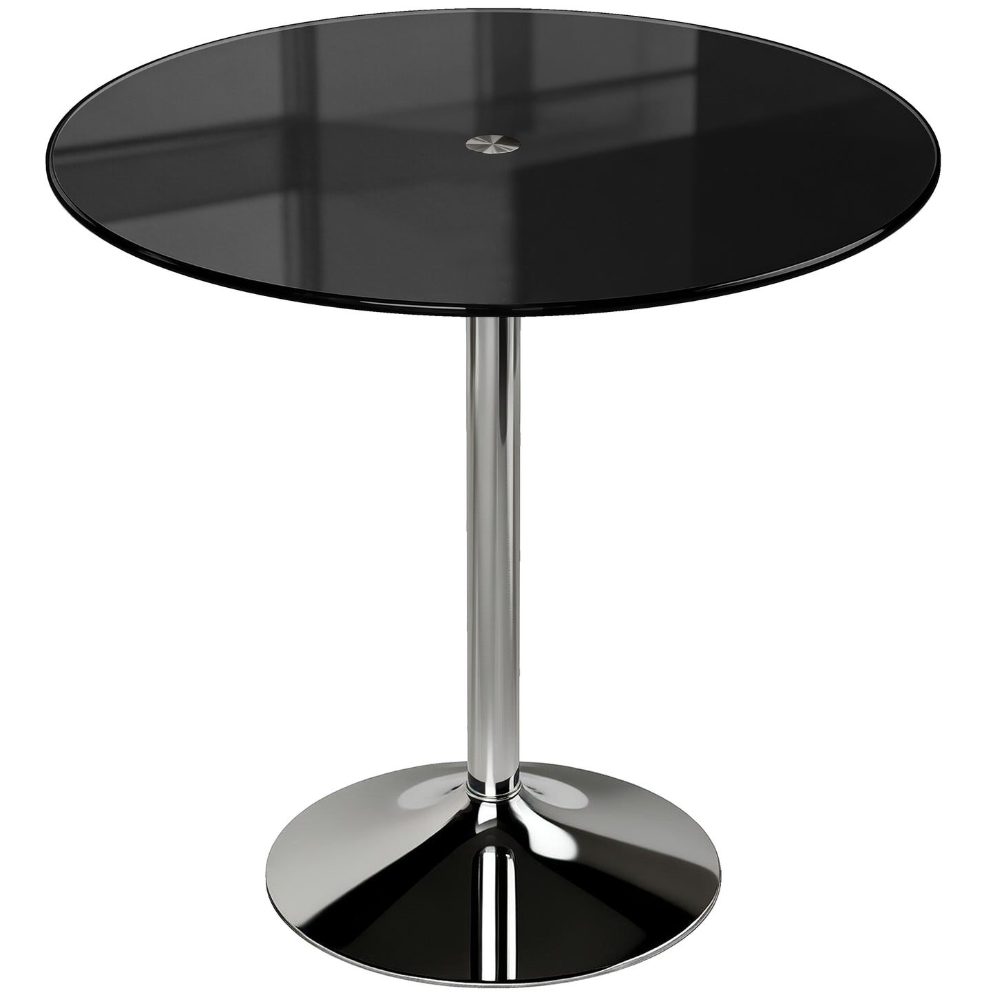 Round Bar Table, Modern Dining Table with Tempered Glass Top and Steel Frame for 4, 80 x 80 x 77cm, Black