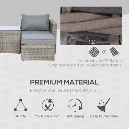 5 Piece Rattan Garden Furniture Set w/ 10cm Thick Cushions