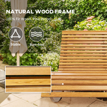 Outdoor Rocking Chair w/ Slatted Seat, Wooden Rocking Chair, 130cm x 60cm x 60cm, Light Brown