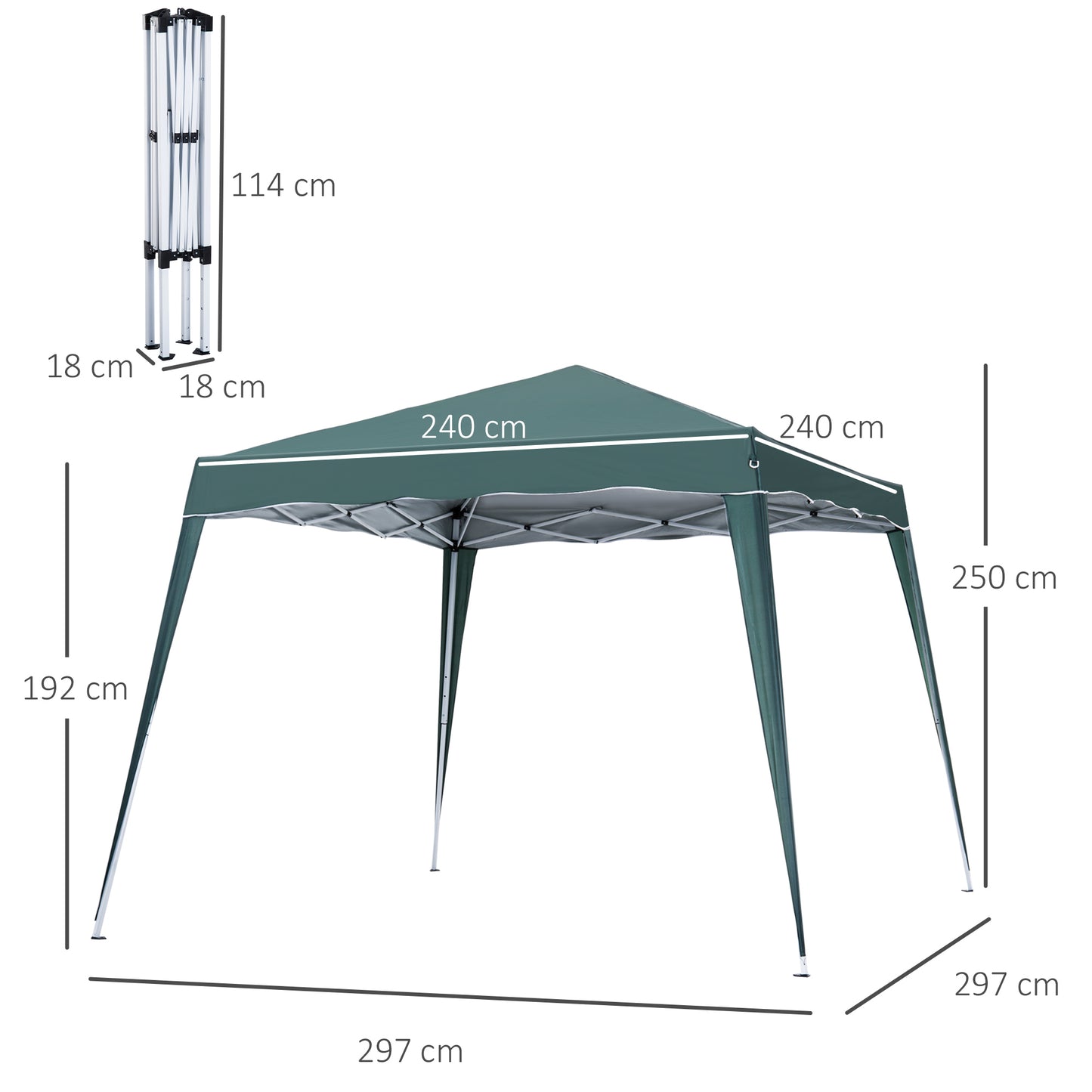 3 M x 3 M Base/ 2.5 M x 2.5 M Top Pop Up Gazebo with Carry Bag