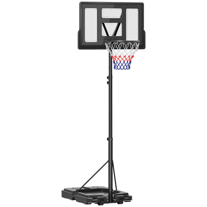 2.3-3.05m Basketball Hoop and Stand, with Weighted Base, Wheels, Black
