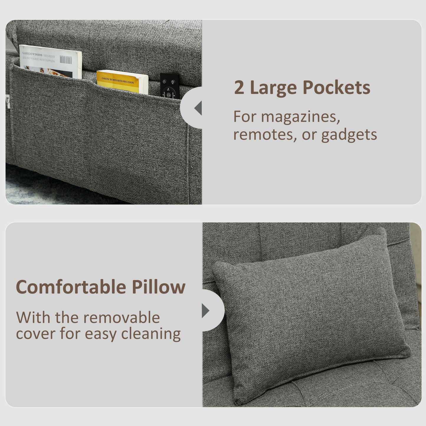 Four-In-One Single Sleeper Chair - Dark Grey
