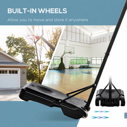 Basketball Hoop Outdoor, Portable Basketball Hoop and Stand with Weighted Base, Portable on Wheels, 1.55-2.1m, for Teens