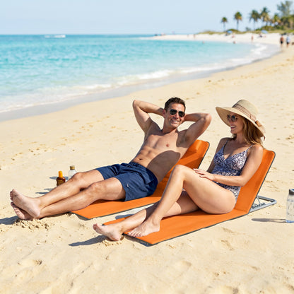Set of Two Metal Frame Beach Chairs, with Reclining Backs - Orange
