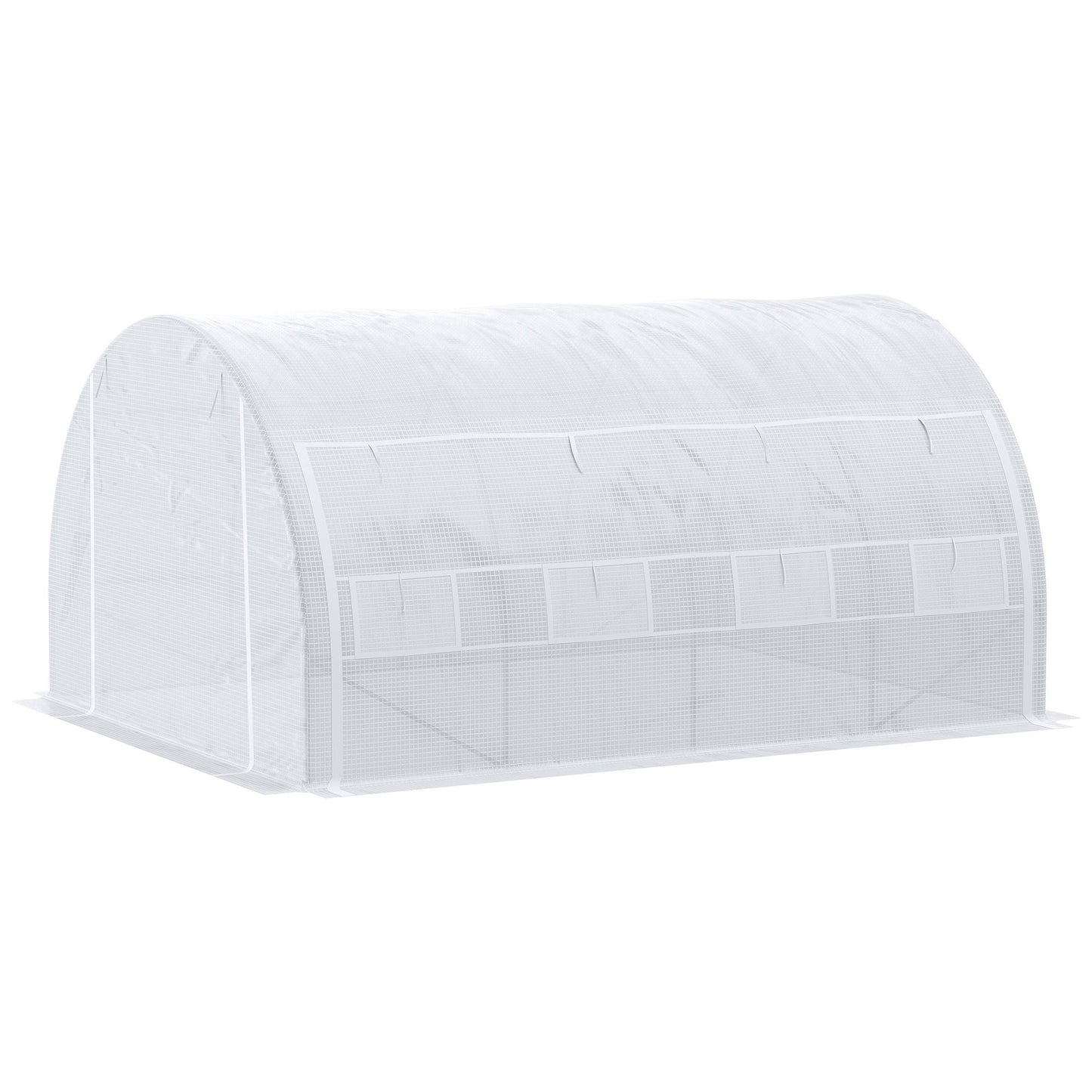 4 x 3 x 2 m Polytunnel Greenhouse with Roll-up Side Walls, Walk-in Grow House Tent with Steel Frame, Reinforced Cover