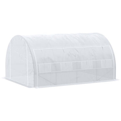 4 x 3 x 2 m Polytunnel Greenhouse with Roll-up Side Walls, Walk-in Grow House Tent with Steel Frame, Reinforced Cover