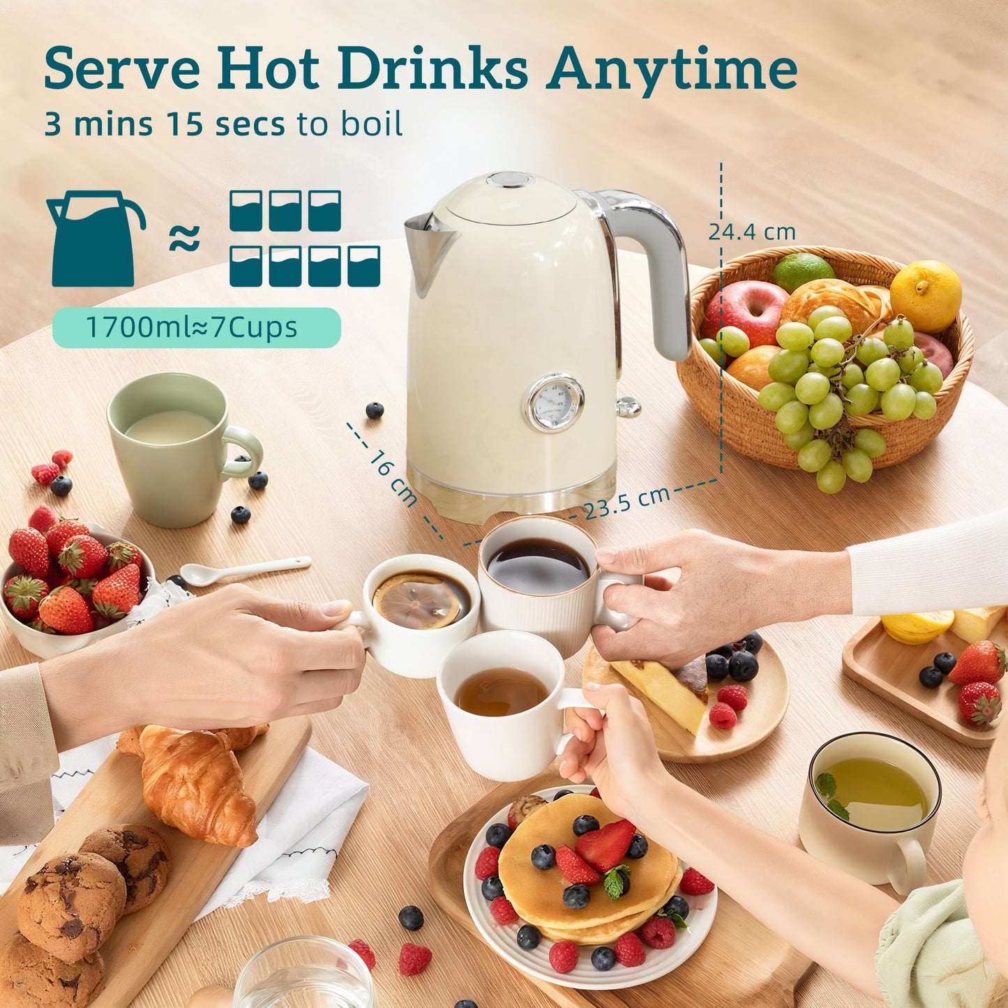 Retro Toaster and Kettle Set - Cream