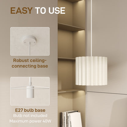 Linen Pendant Light, Bedside Ceiling Lamps with E27 Bulb, Modern Hanging Lights for Living Room, Bedroom, Kitchen, Hallway