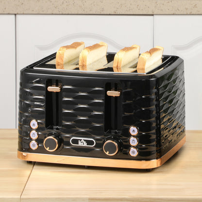 Four-Slice Rippled Toaster - Black