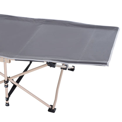 Single Steel Frame Portable Camping Cot, with Carry Bag - Grey