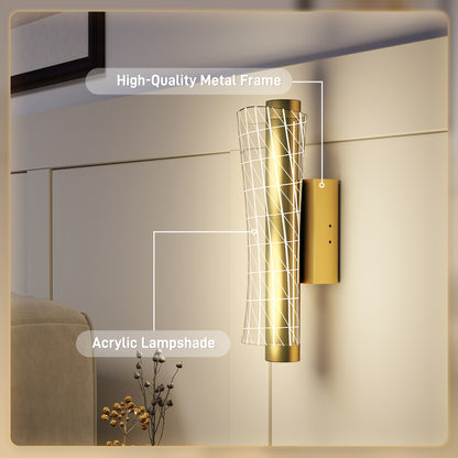 Led Wall Lamp 2 Pack, 9W Modern Indoor Geometric Mesh Wall Light