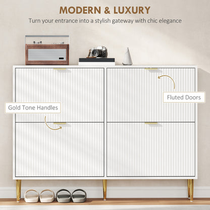 Elegant Four-Drawer Shoe Cabinet - White
