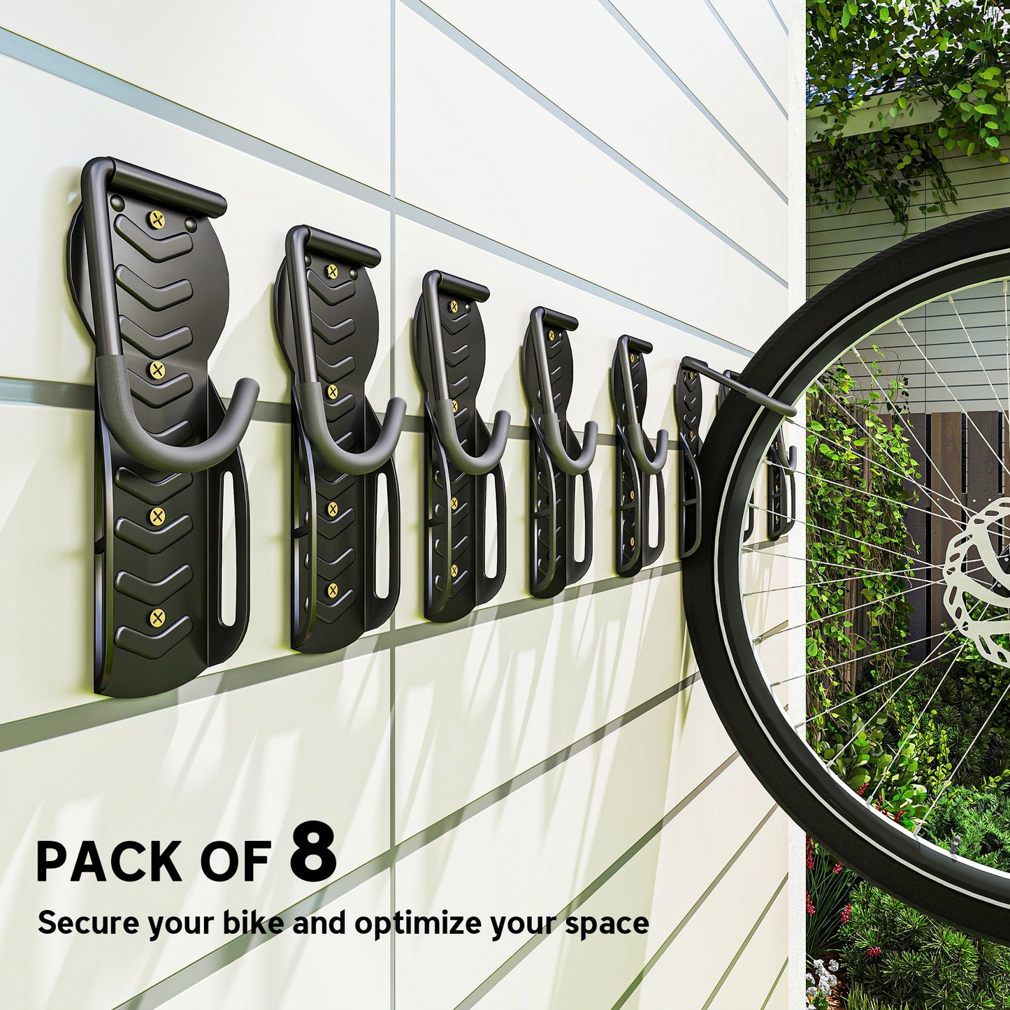 8 Pack Bike Rack, Wall Mounted Bicycle Hanger Hook, Foldable Garage Bike Wall Rack