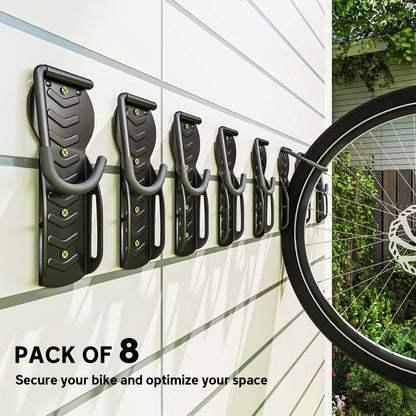 8 Pack Bike Rack, Wall Mounted Bicycle Hanger Hook, Foldable Garage Bike Wall Rack