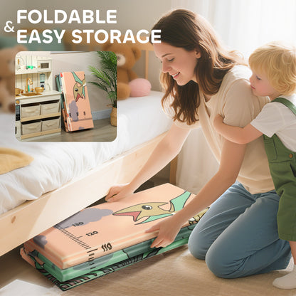 Dinosaur-Themed Baby Plat Mat Double Sided, Foldable, Water-Resistant for Outdoor/Indoor, 177 x 146 x 1.5cm