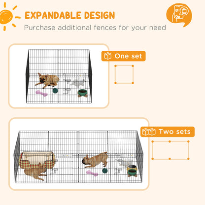Dog Playpen, Puppy Pen, Eight-Panel Metal Fence, for Small Dogs, Indoors, Outdoors - Black