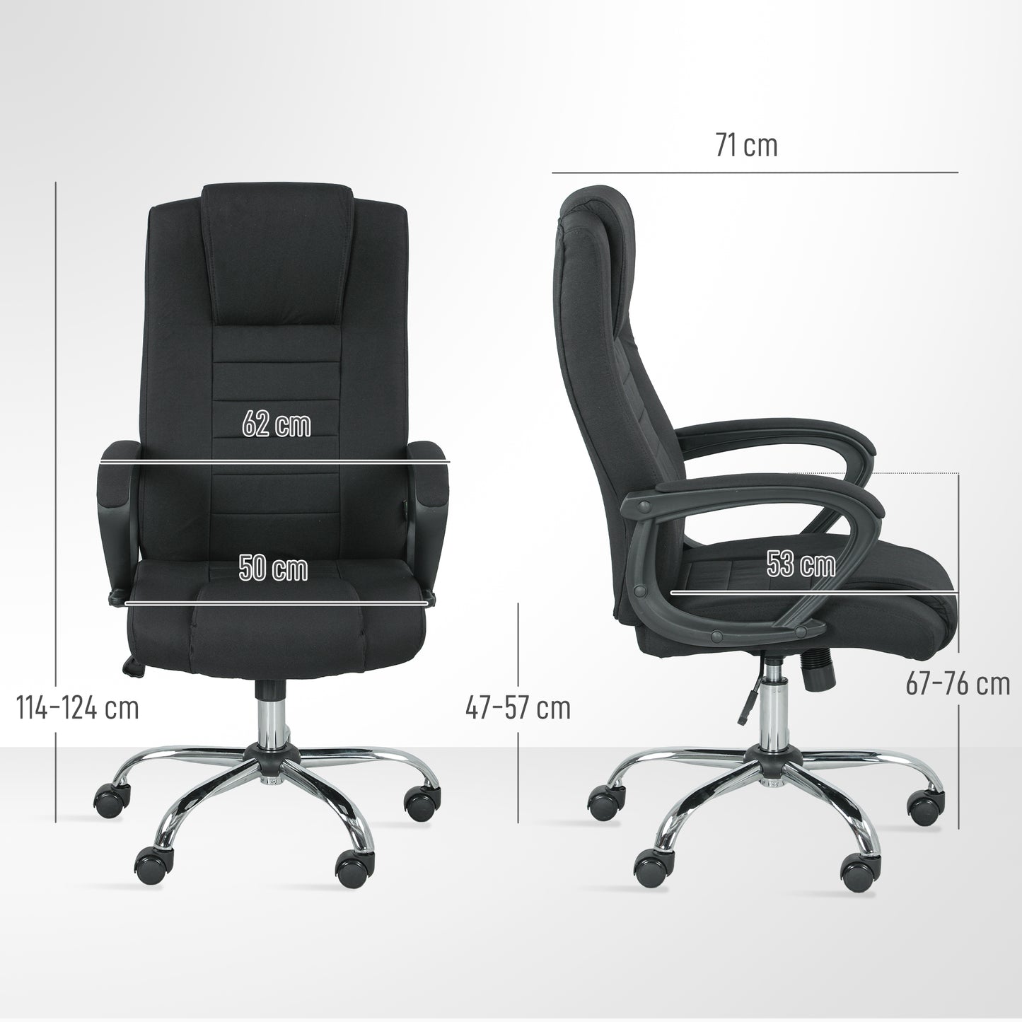Linen-Look Swivel Office Chair - Black