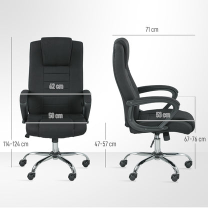 Linen-Look Swivel Office Chair - Black