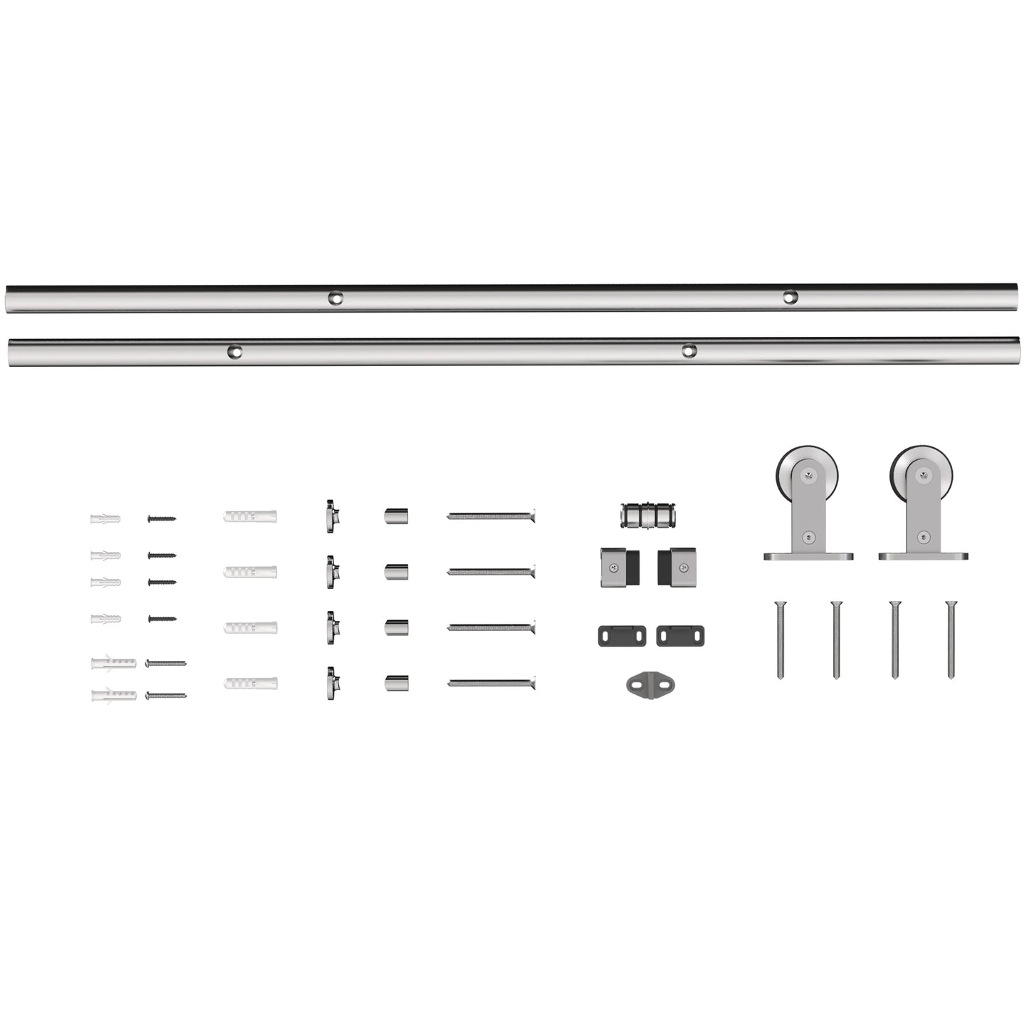 Sliding Door Hardware Kit Smooth Quiet 304 Stainless Steel for 180cm Track Sliver Tone