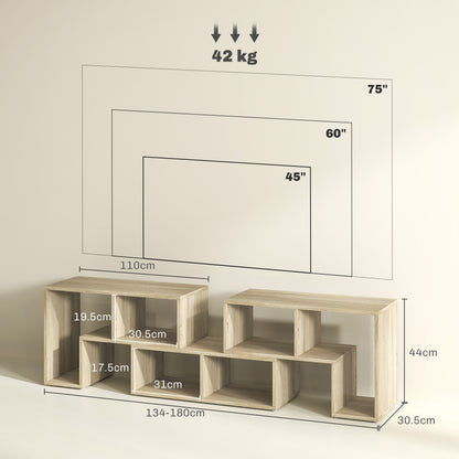 Three-Block Modular TV Stand - Grey Wood-Effect