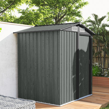 4.3 x 5ft Outdoor Garden Storage Shed - Grey Wood Effect