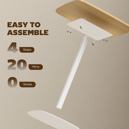 Small Dining Table, 60 cm Square Kitchen Table with Wood-veneer Top and Steel Base - Natural Wood Finish