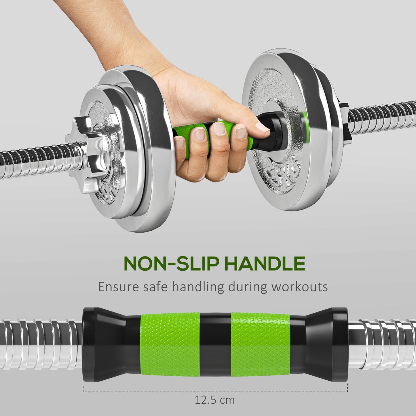 20kg 2-in-1 Barbell and Dumbbell Set, with Non-Slip Handle, for Weight Lifting, Training Home Gym