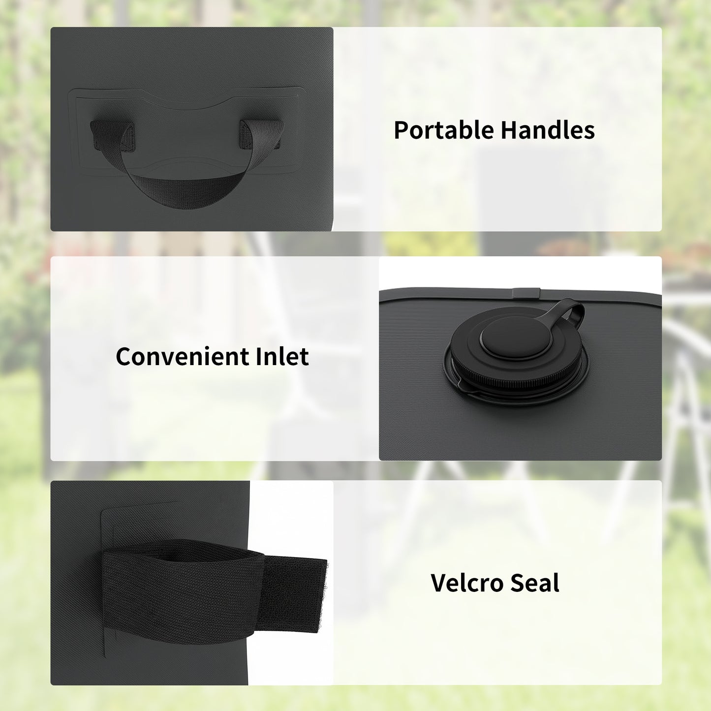 Set of 4 Heavy Duty Gazebo Weights Bags, 500D Sand Weights with Carry Handles for Garden Marquee, Parasol, Black