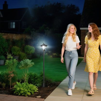 1.2m Solar Powered Outdoor Lamp Post - Black