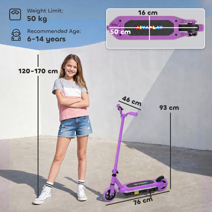 Electric Scooter for Kids 6-14 Years, with Colourful Lights, Purple