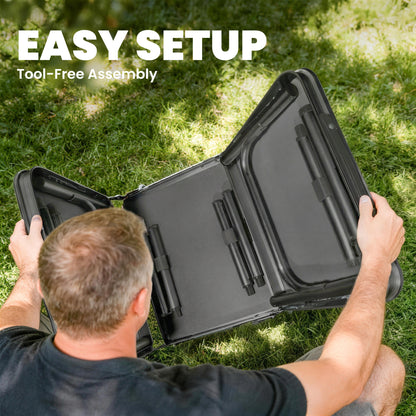 3ft Folding Camping Table, Picnic Table with Mesh Storage Layer, Carrying Bag and Metal Frame, Black