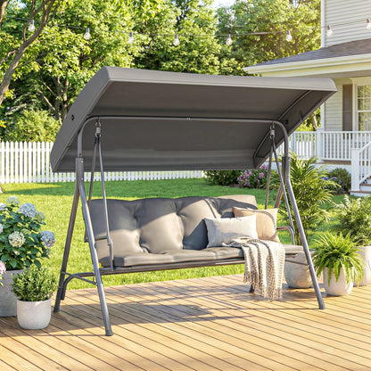 Three-Seater Garden Swing Seat - Dark Grey