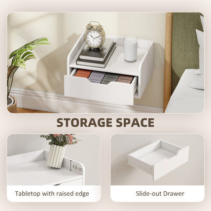 Floating Nightstands Set of 2, Wall Mounted Bedside Table with Drawer for Bedroom, White