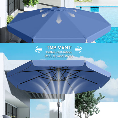 3 m Garden Parasol with Tilt Mechanism & Crank Handle, UPF 30+ Patio Umbrella Outdoor Table Umbrella, Dark Blue