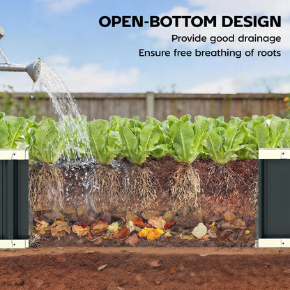 Galvanised Raised Garden Bed, 5 x 2 x 1 ft Metal Planter with Gloves and Folded Edging, Dark Grey