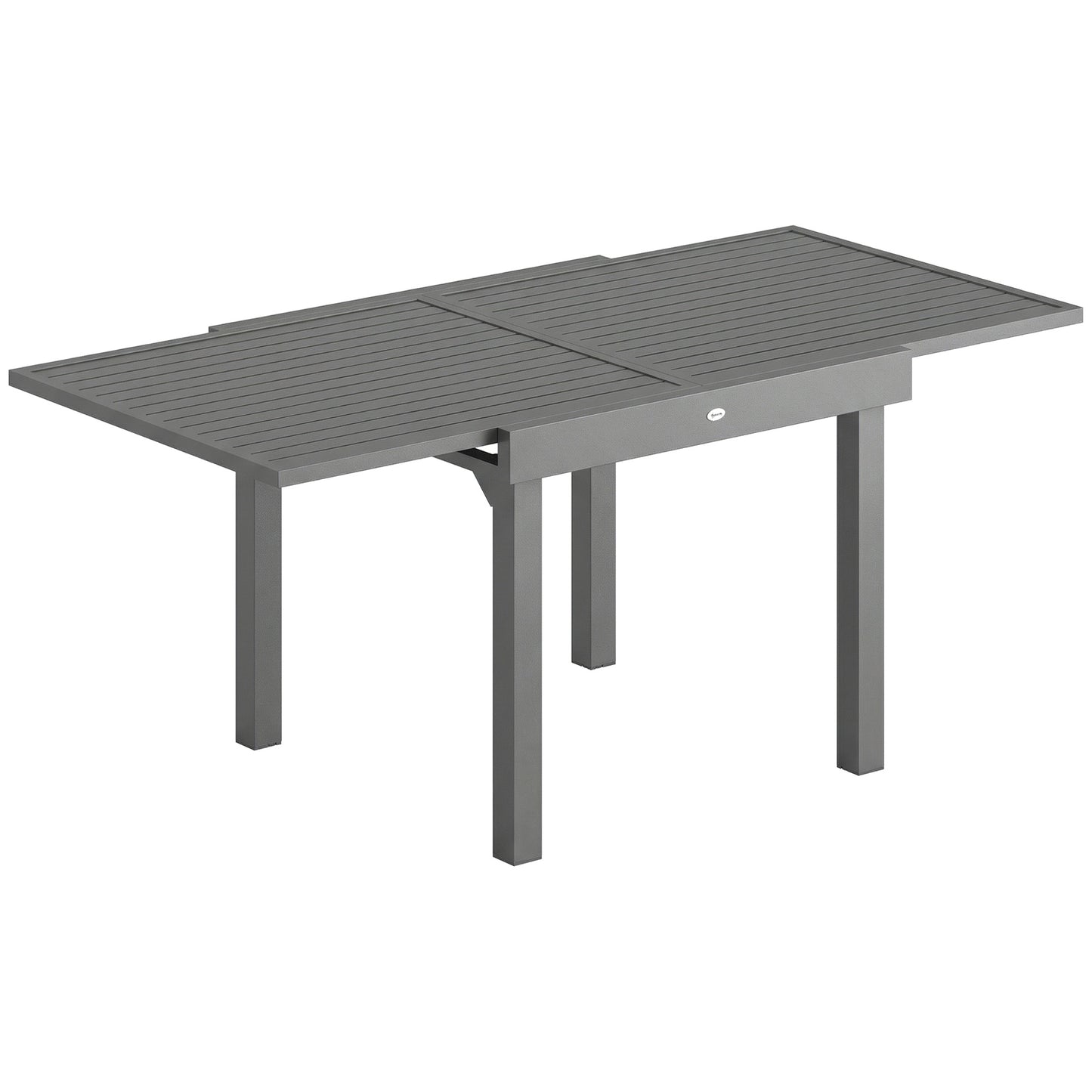 Extending Garden Table for 4-8 People, Aluminium Outdoor Dining Table with Slatted Top, Dark Grey
